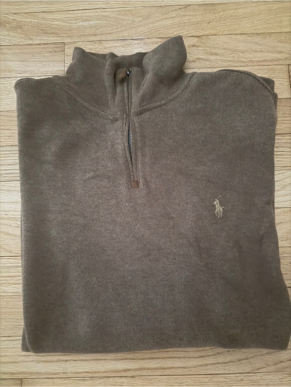 Polo by Ralph Lauren Brown Quarter-Zip Sweater with Embroidered Pony